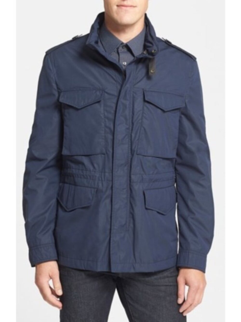 Pre-owned Burberry Brit Shell Brettson Field Jacket Navy Blue XL